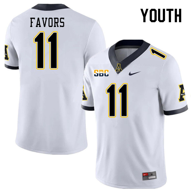 Youth #11 Jordan Favors Appalachian State Mountaineers College Football Jerseys Stitched Sale-White